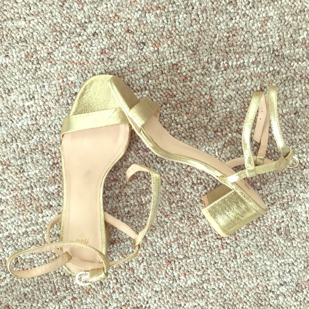 Gold Strappy Block Sandal